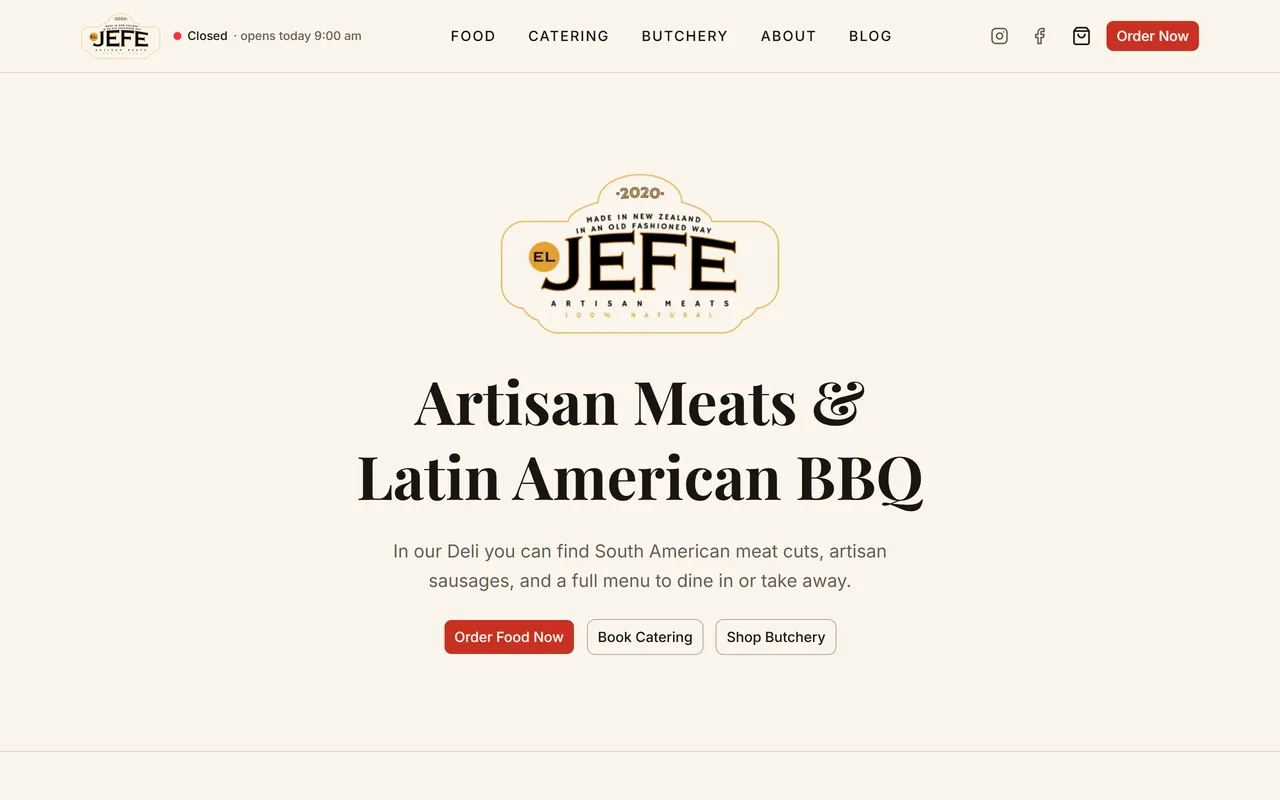 El Jefe Meats — new website by Southern Bridge AI