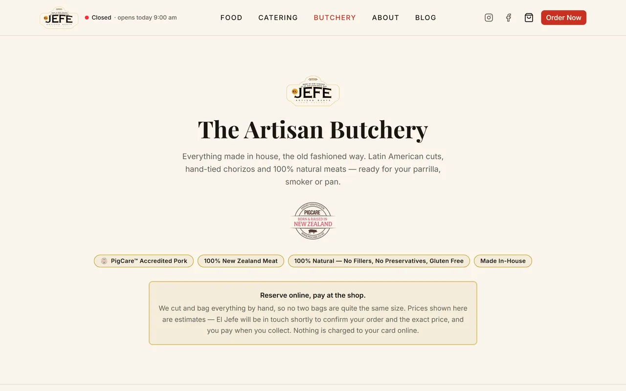 El Jefe Meats — new website by Southern Bridge AI